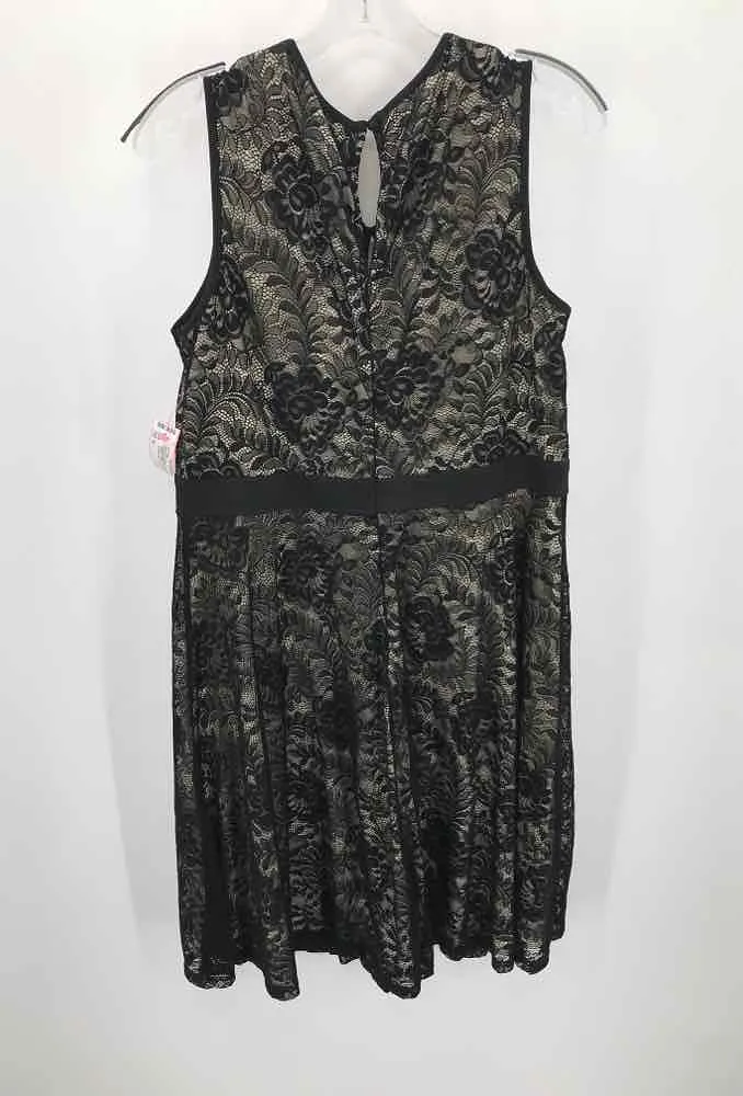 Pre-Owned Kate Kasin Black Size XL Lace Knee Length Sleeveless Dress