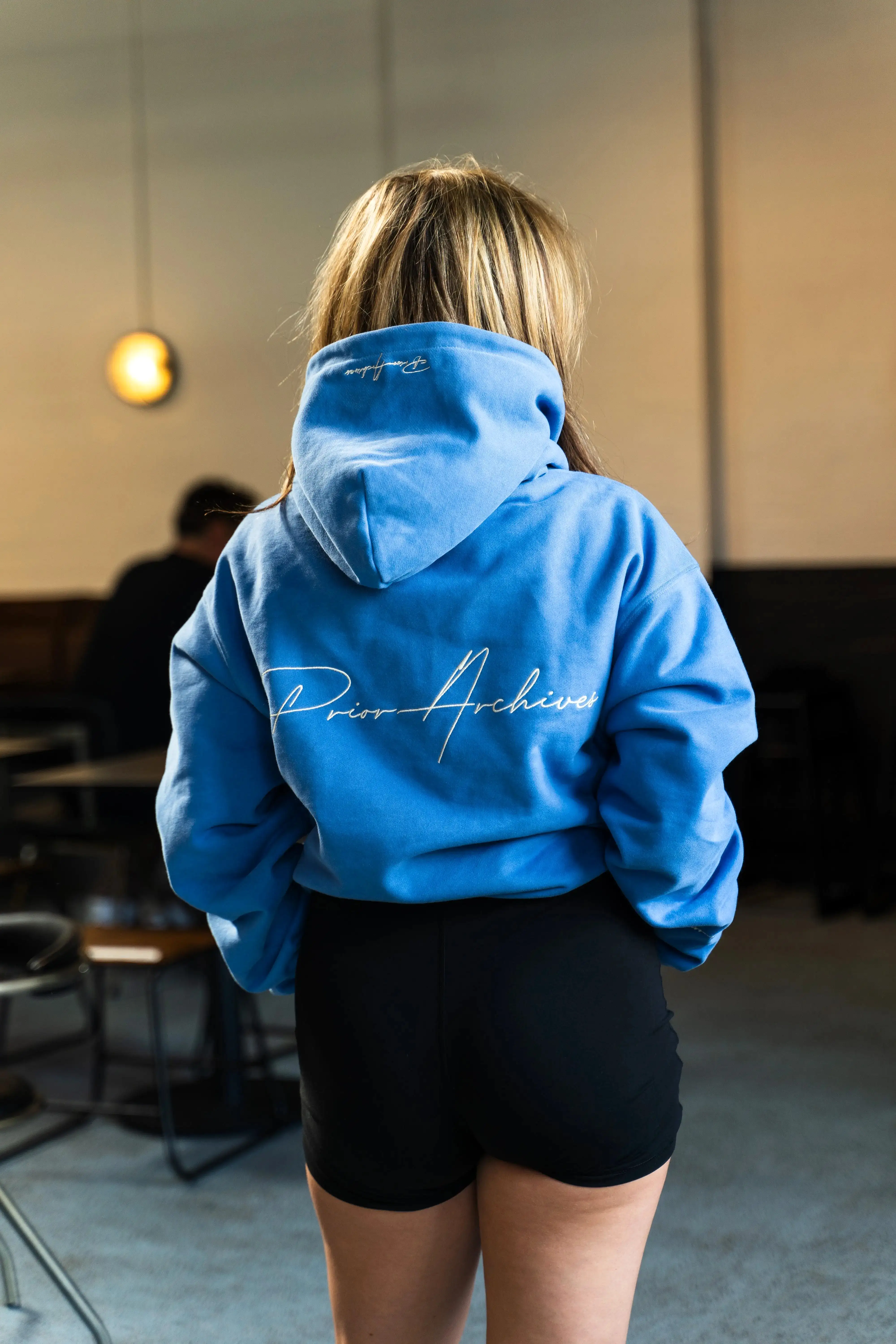 Prior Embroidery Logo Oversized Hoodie Faded Azure