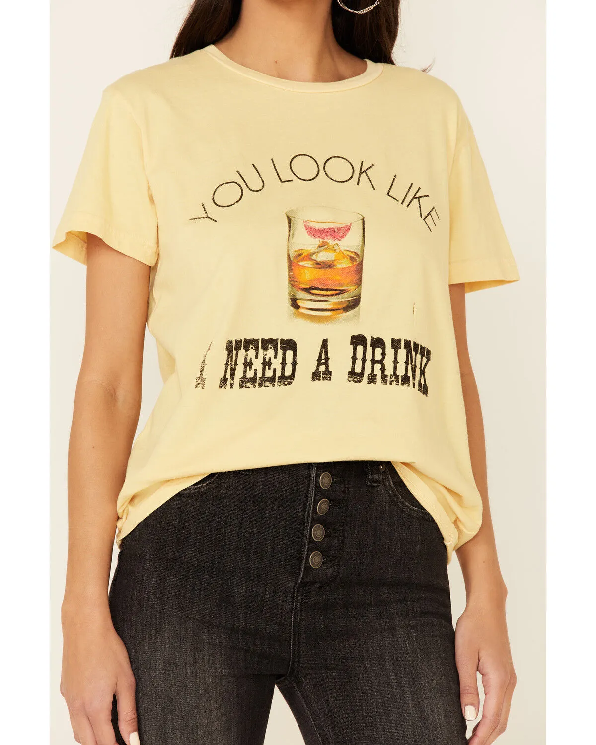 Product Name:  Goodie Two Sleeves Women's You Look Like I Need A Drink Graphic Short Sleeve Tee