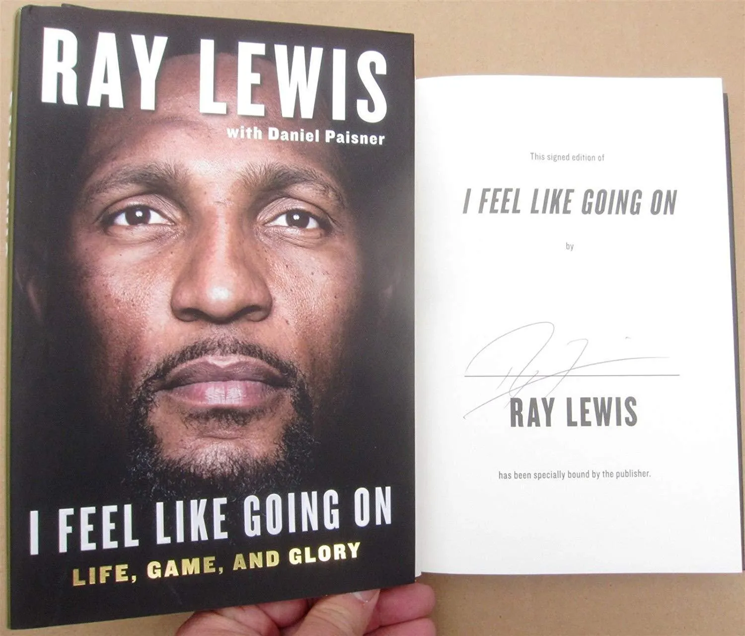 Ray Lewis Ravens signed Book I Feel Like Going On 1st Printing