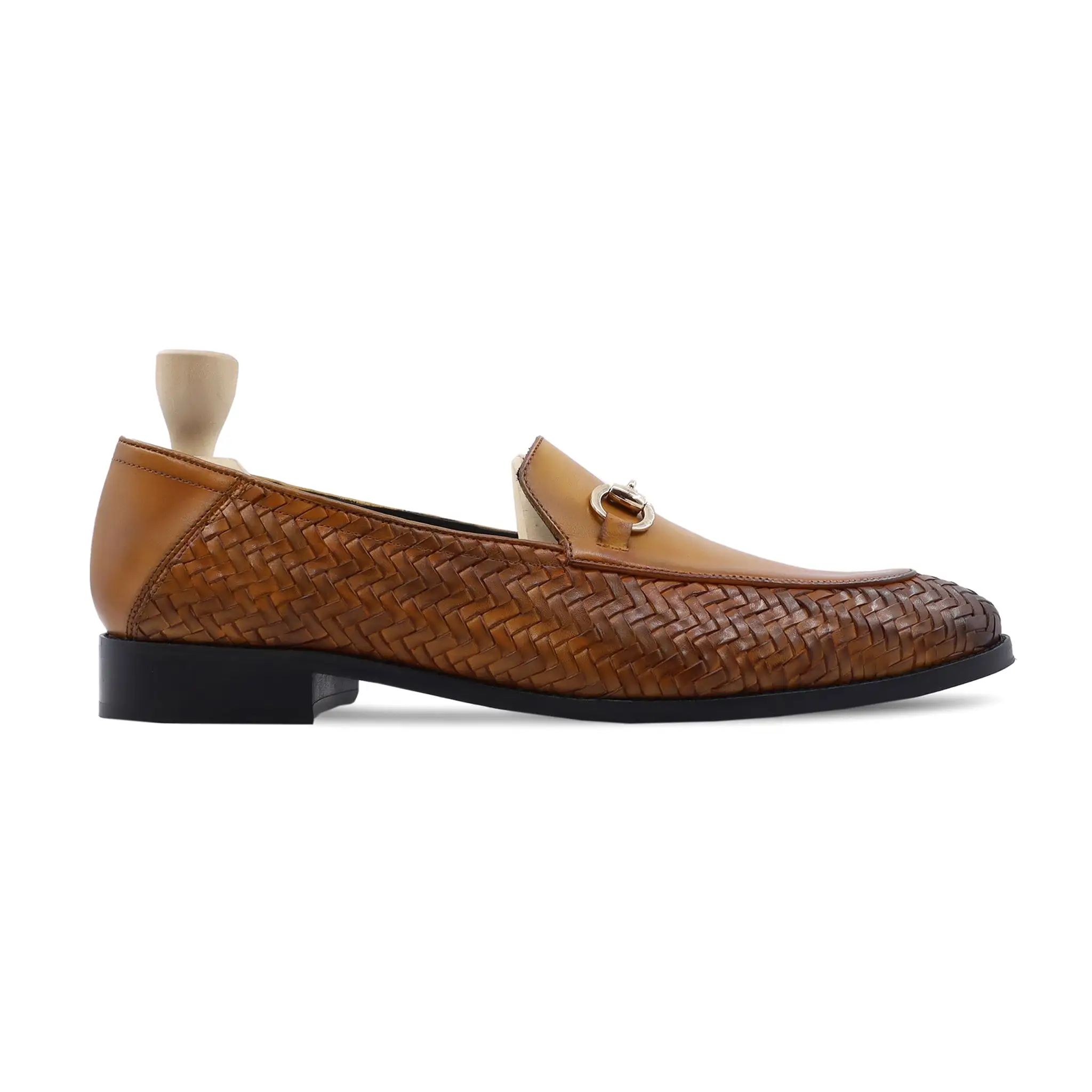 Schalke - Men's Clay Brown Calf And Hand Woven Leather Loafer