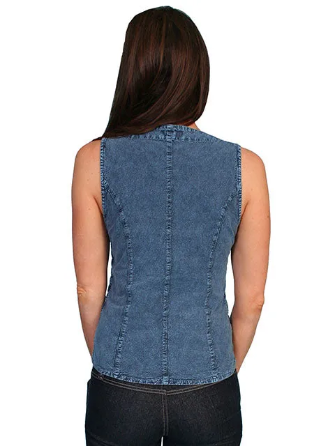 Scully Women's Denim Cantina Sleeveless Lace Up Blouse