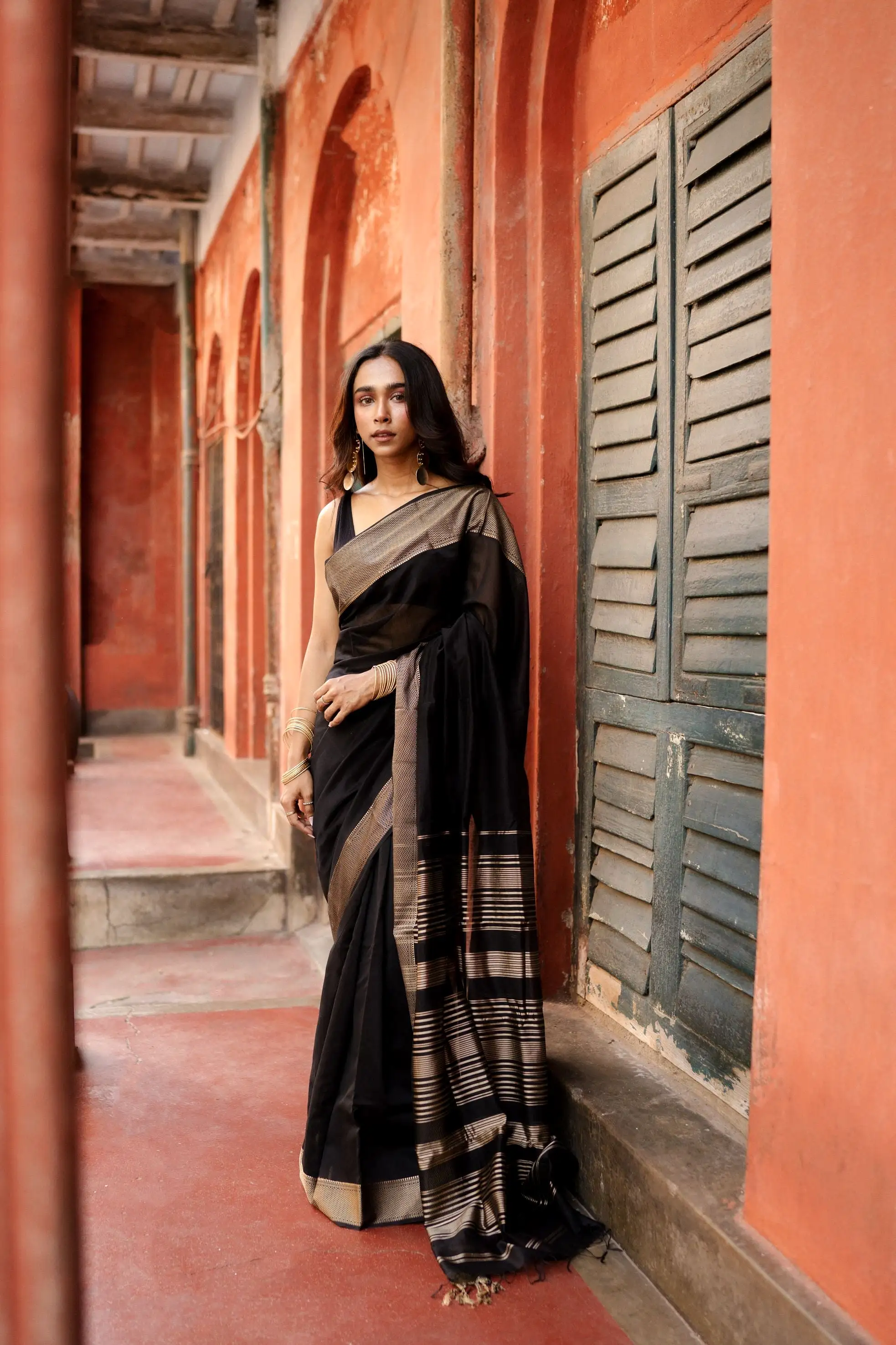 Seher - Black Gold Maheshwari Saree