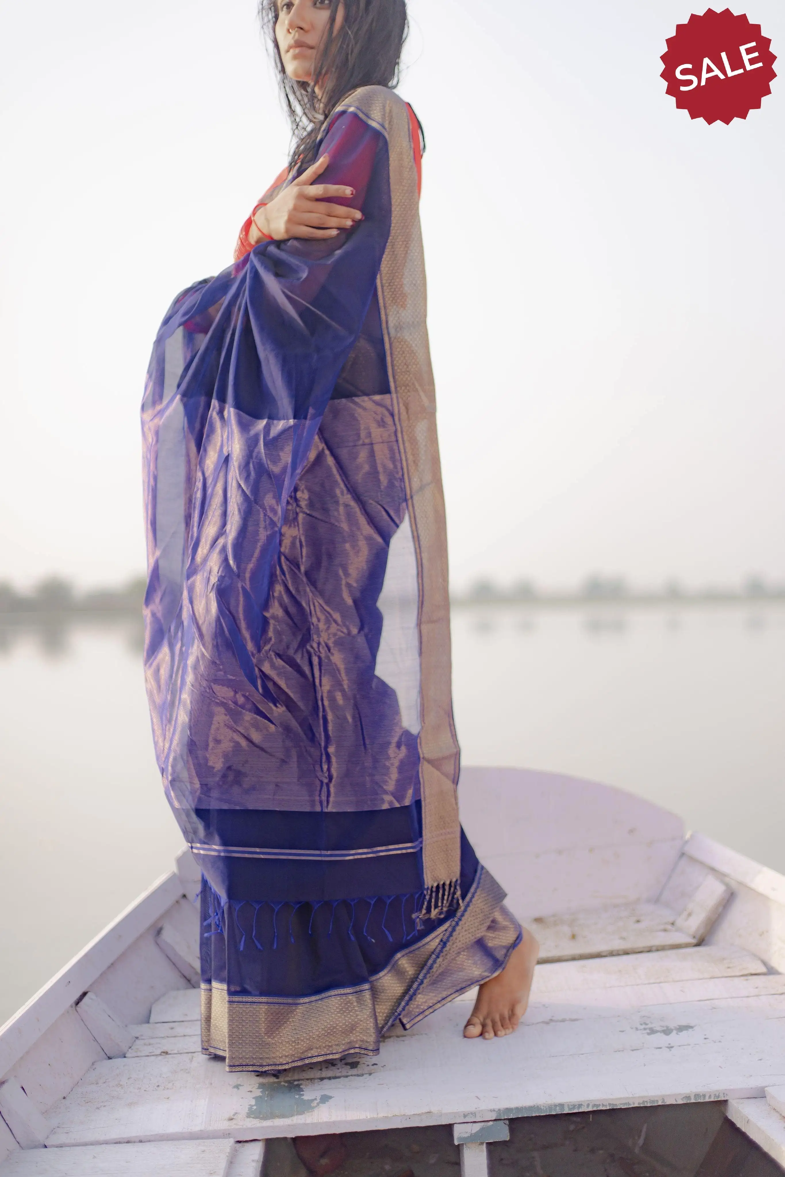 Seher - Navy blue Maheshwari Saree