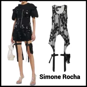 Simone Rocha  |Flower Patterns Sleeveless U-Neck Medium Lace