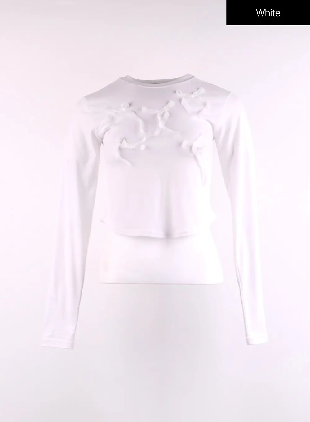 Solid Bowknot Long Sleeve Top CJ425