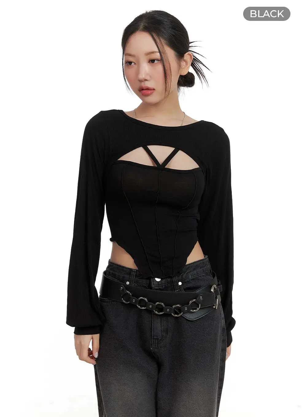 Solid Cut Out Crop Top CA416