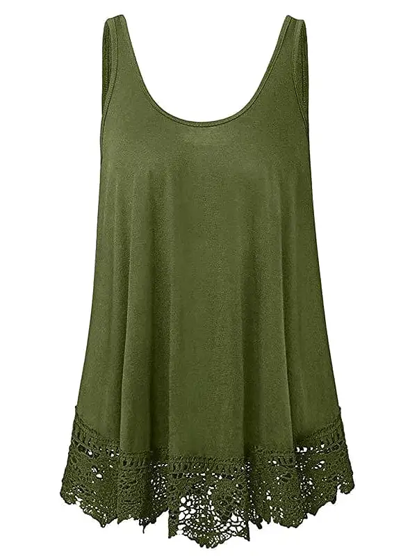 Stylish Lace Sleeveless Plus Size Cotton Vest for Women