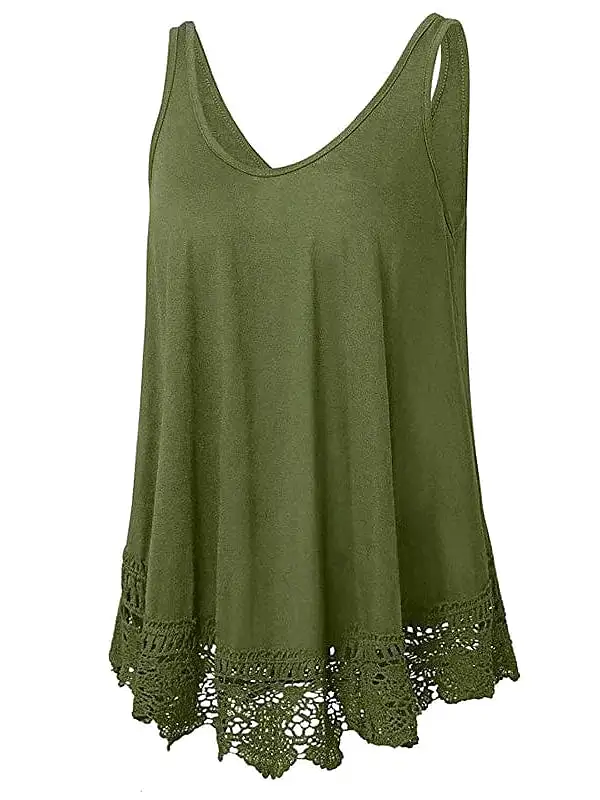 Stylish Lace Sleeveless Plus Size Cotton Vest for Women