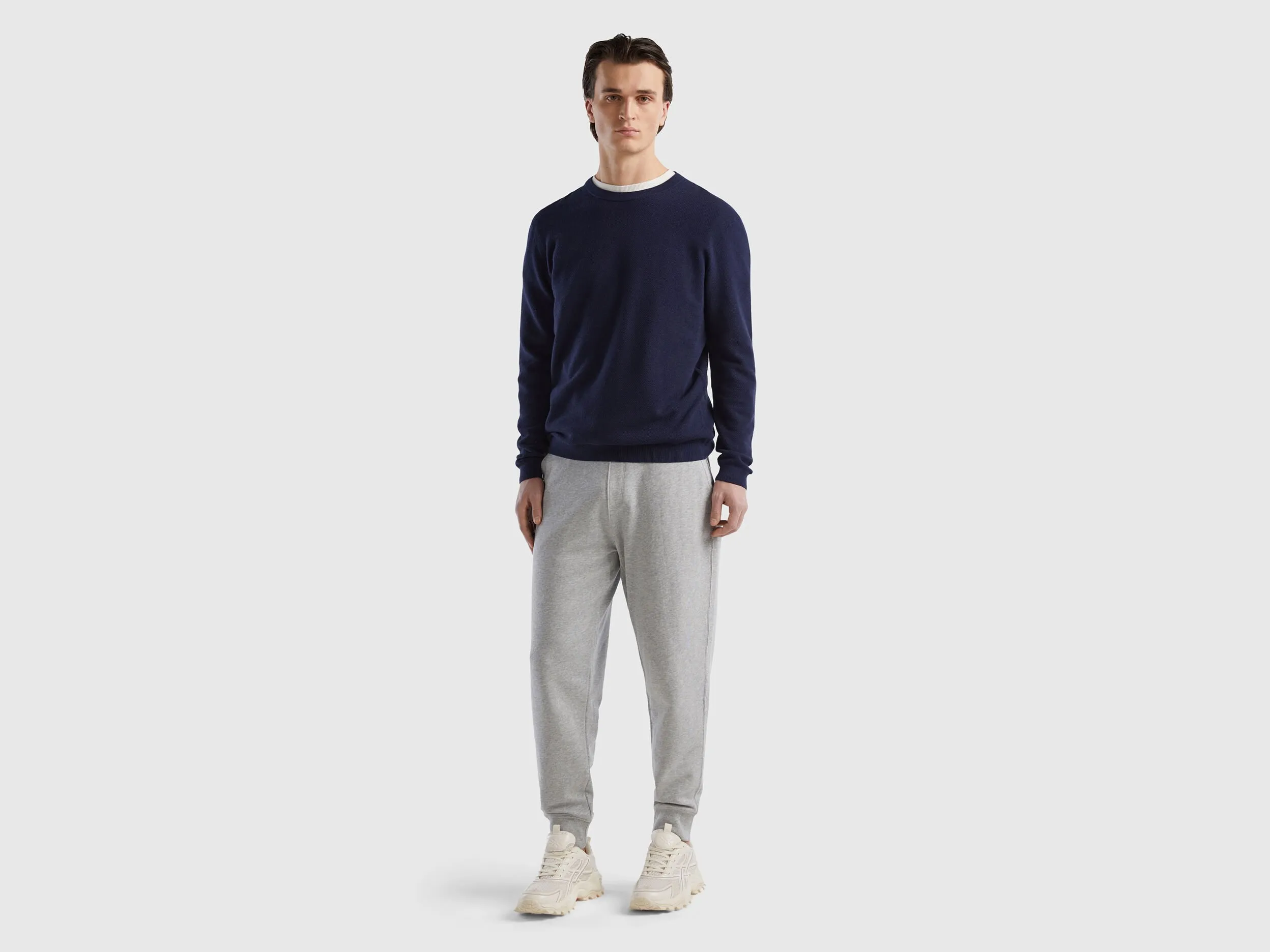 Sweater in cashmere blend - Dark Blue | Benetton