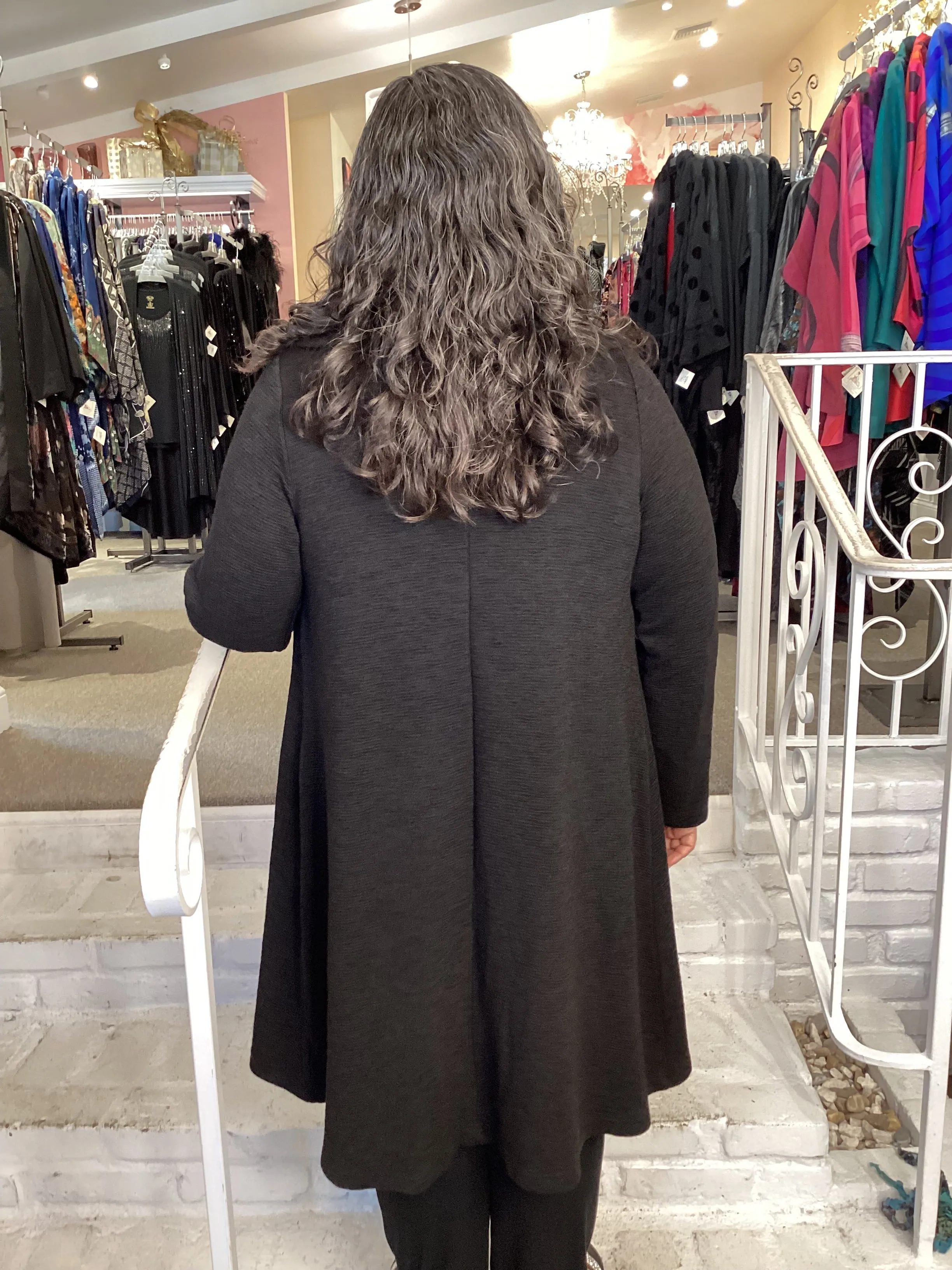 SWING COAT - CRIMPED BLACK