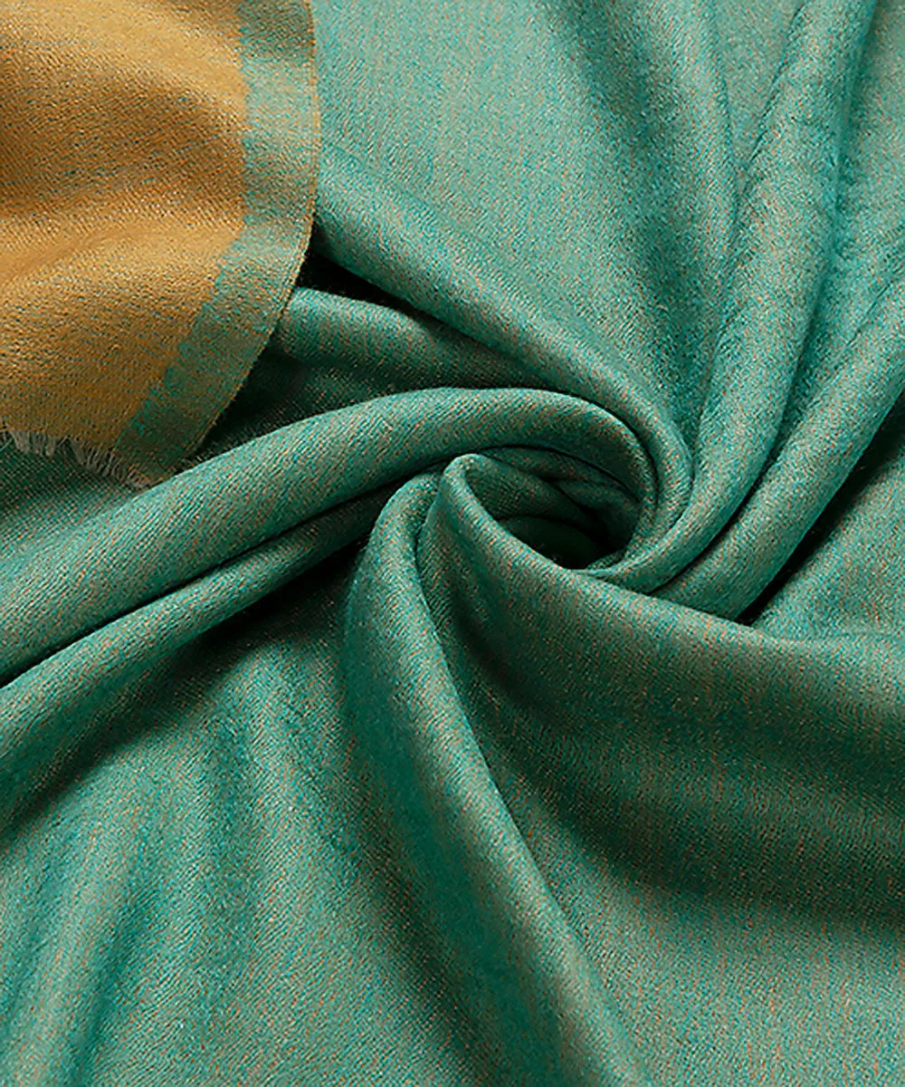 Teal And Heena Green Handwoven Double Shade Pure Pashmina Ladies Stole