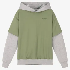 Teen Boys Green & Grey Logo Hoodie