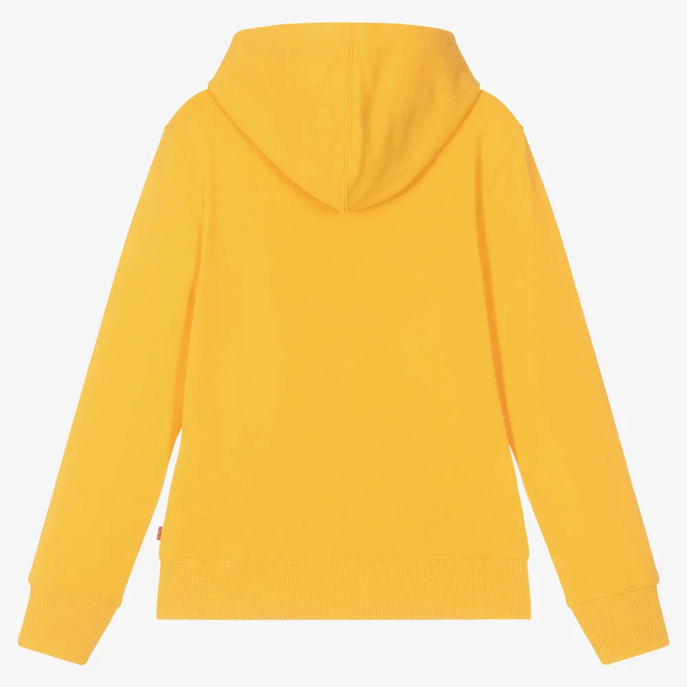 Teen Boys Yellow Cotton Batwing Logo Hoodie