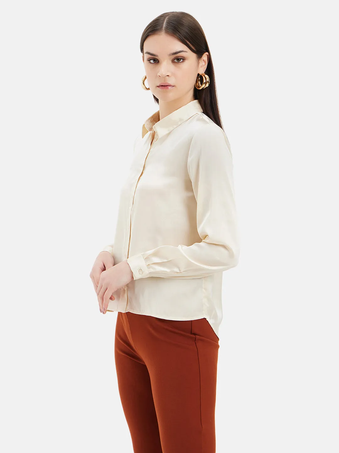 Tia Solid Satin Shirt