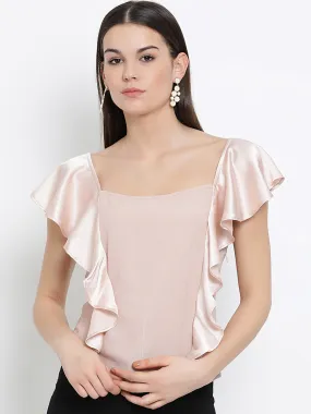 Top With Satin Sleeves & Ruffles