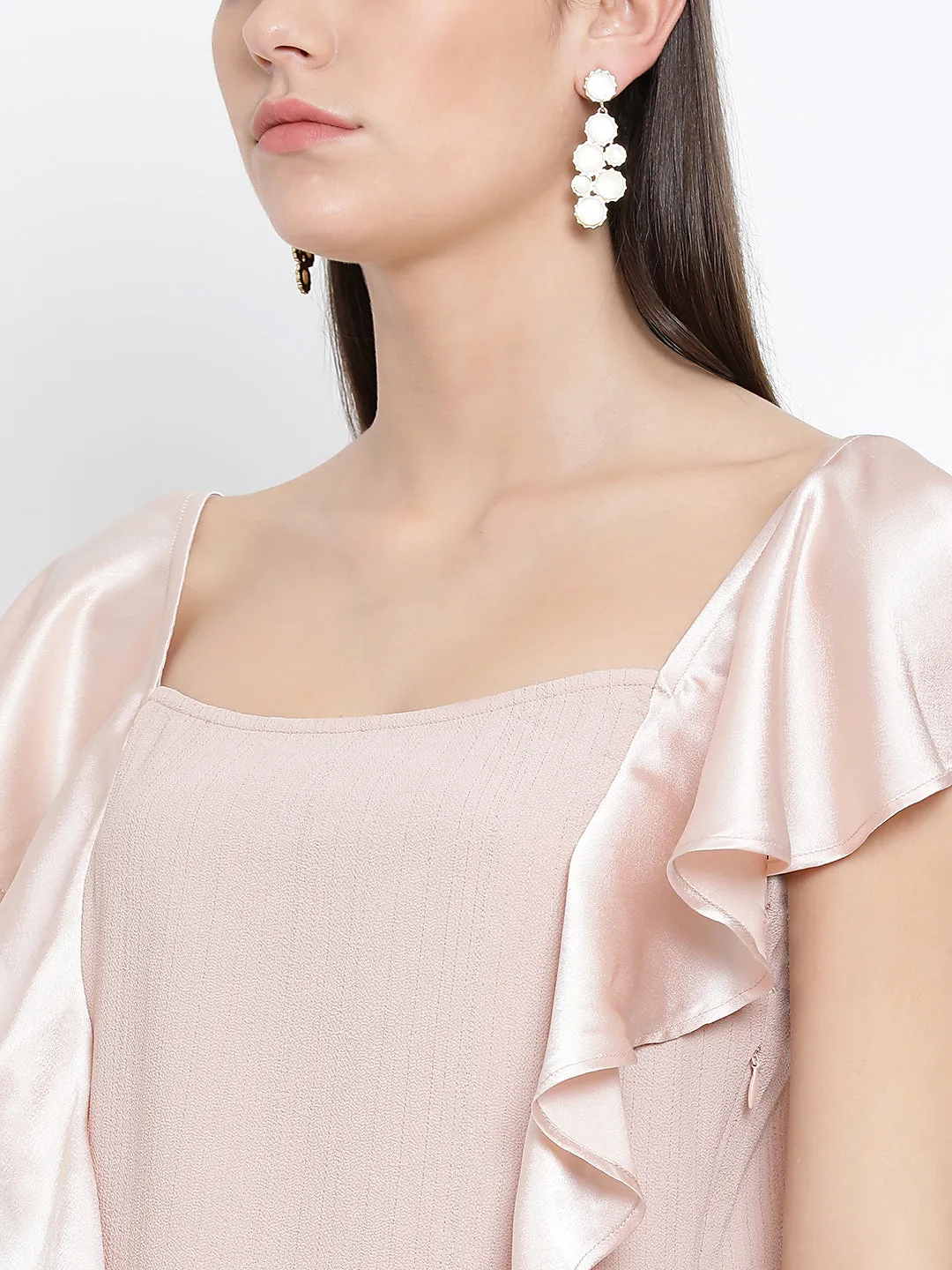 Top With Satin Sleeves & Ruffles