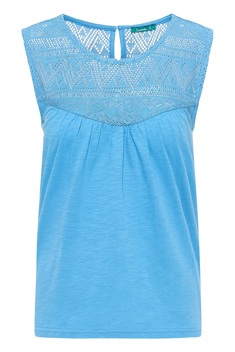 Tranquillo Blue Sleeveless Top With Lace Details