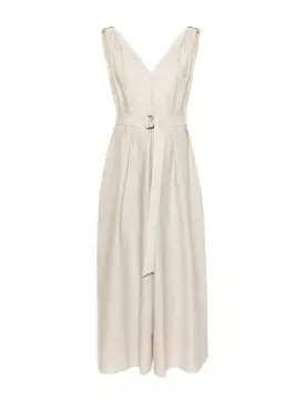 V-neck belted maxi dress