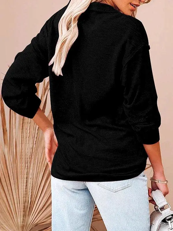 V-Neck Zipper Women Sweatshirt