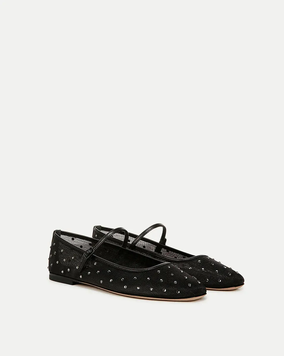 Veronica Beard Ellie Mesh Flat in Black Diamond