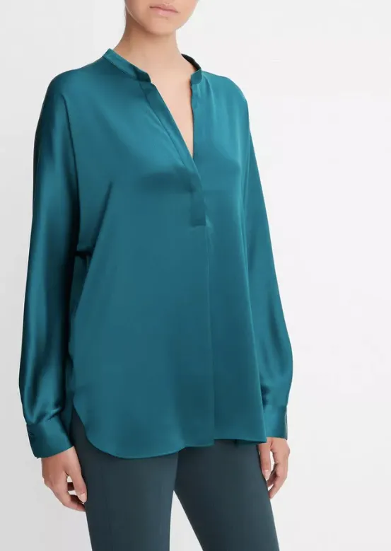 VINCE BAND COLLAR BLOUSE