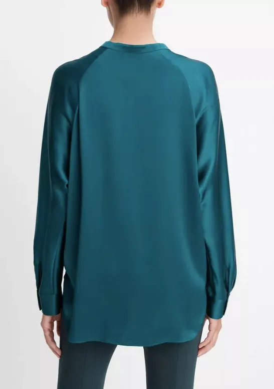 VINCE BAND COLLAR BLOUSE