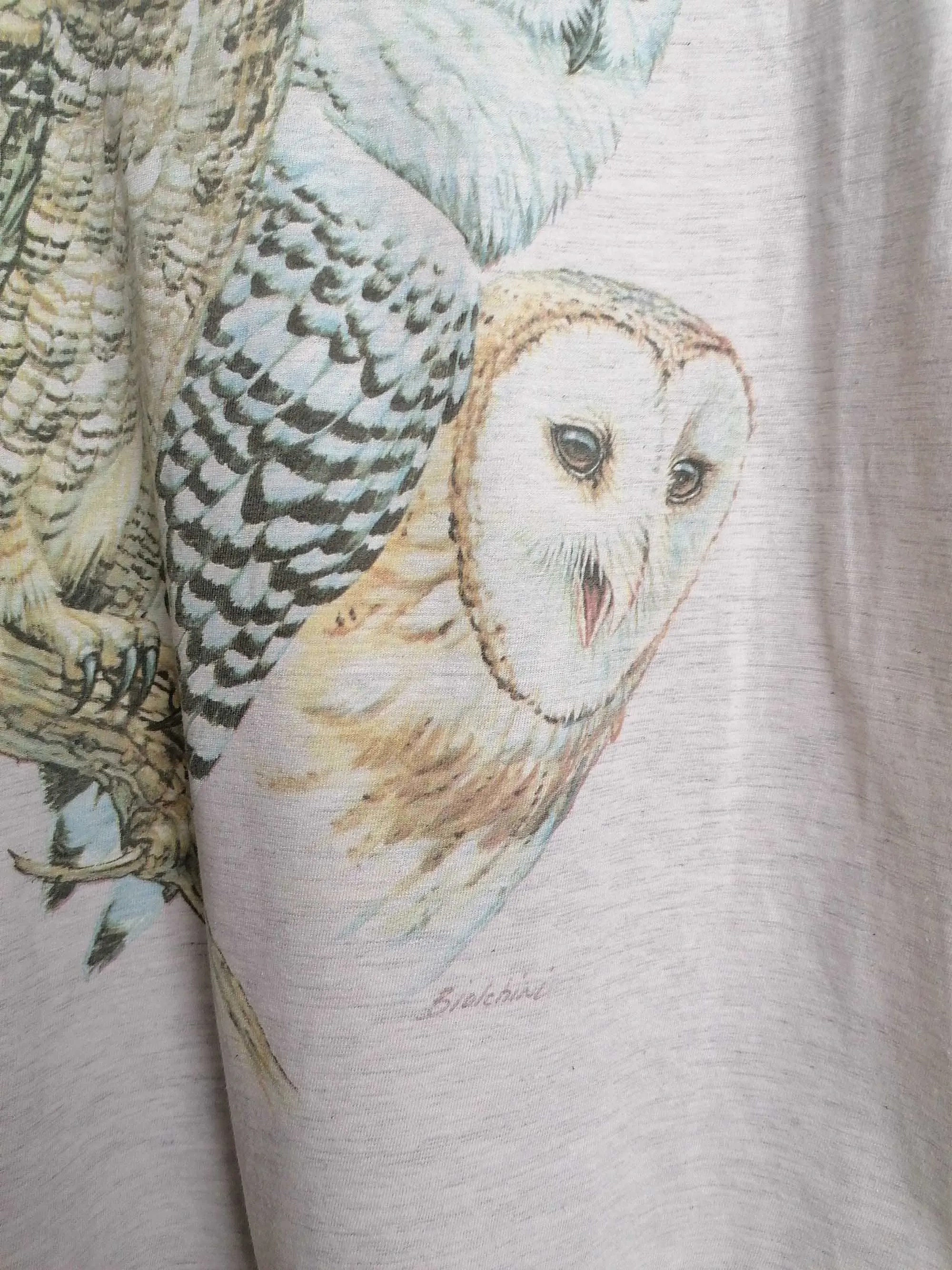 Vintage 90's BIOLCHINI Owls Print T-shirt - size M-L