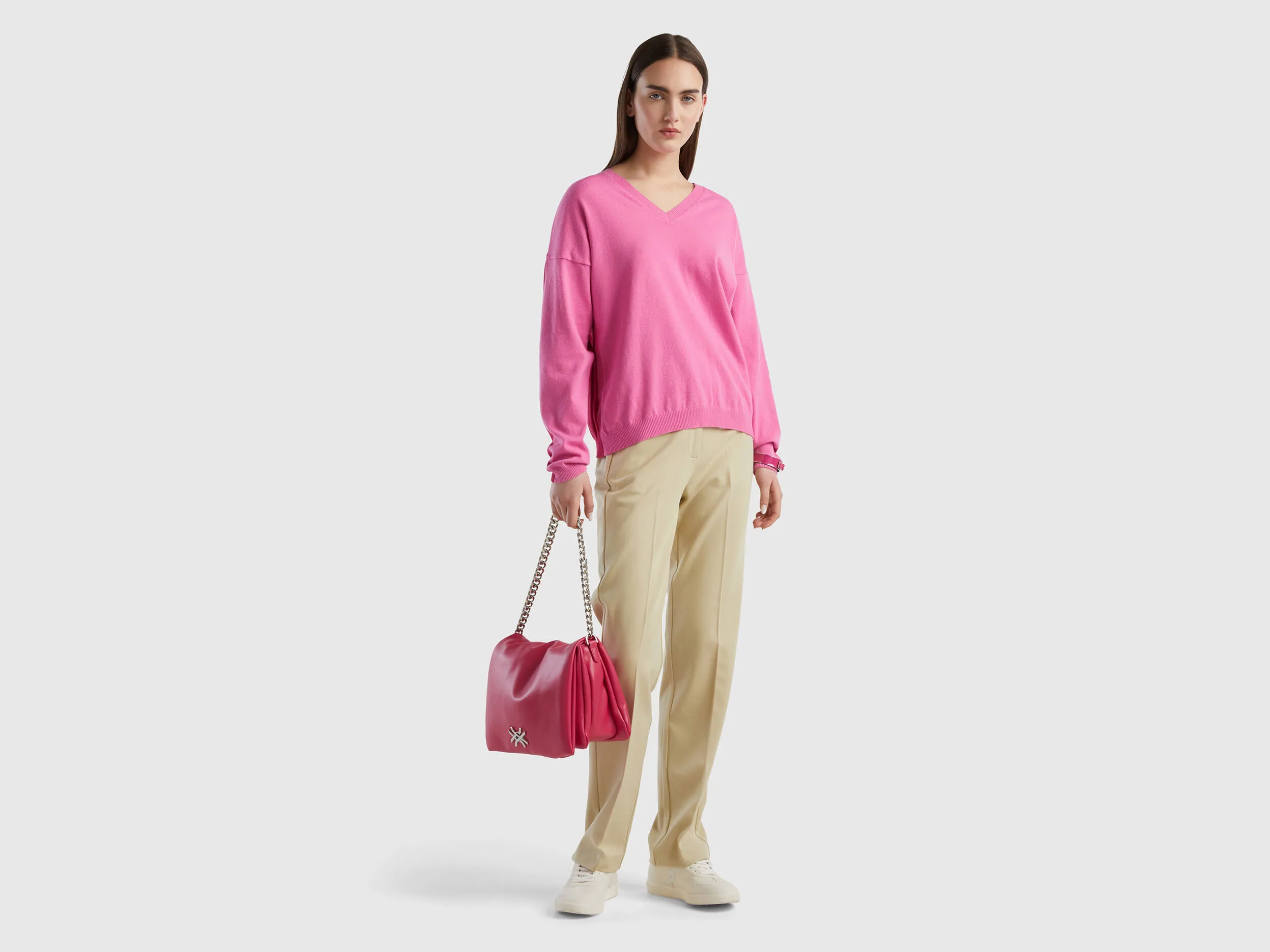 Viscose blend sweater - Cyclamen | Benetton