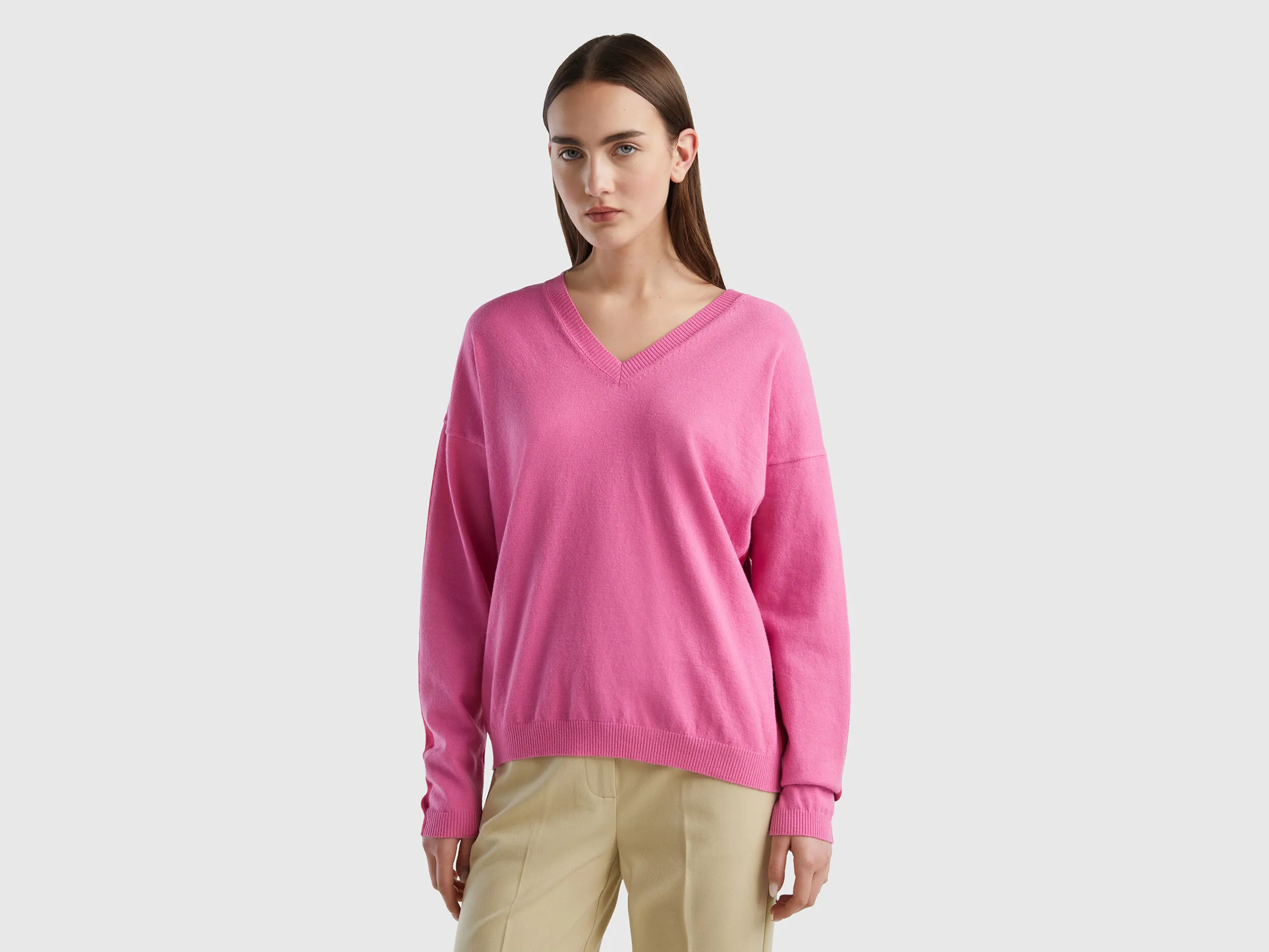 Viscose blend sweater - Cyclamen | Benetton