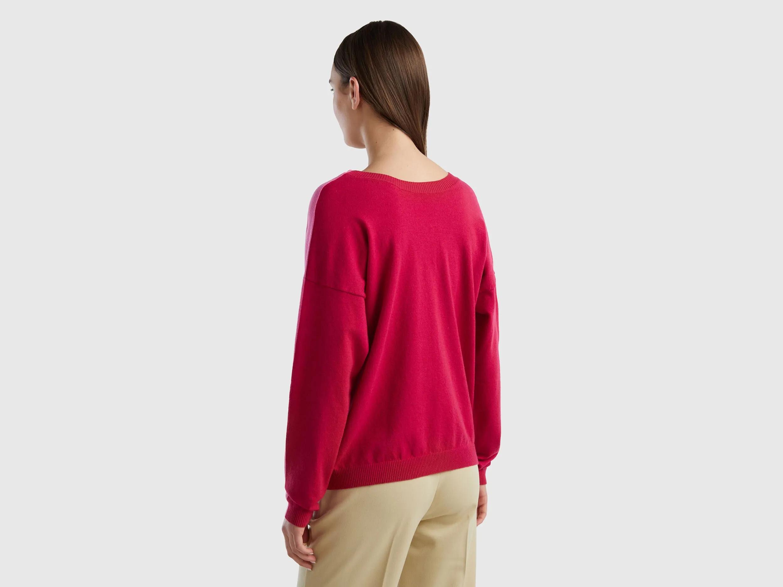 Viscose blend sweater - Cyclamen | Benetton