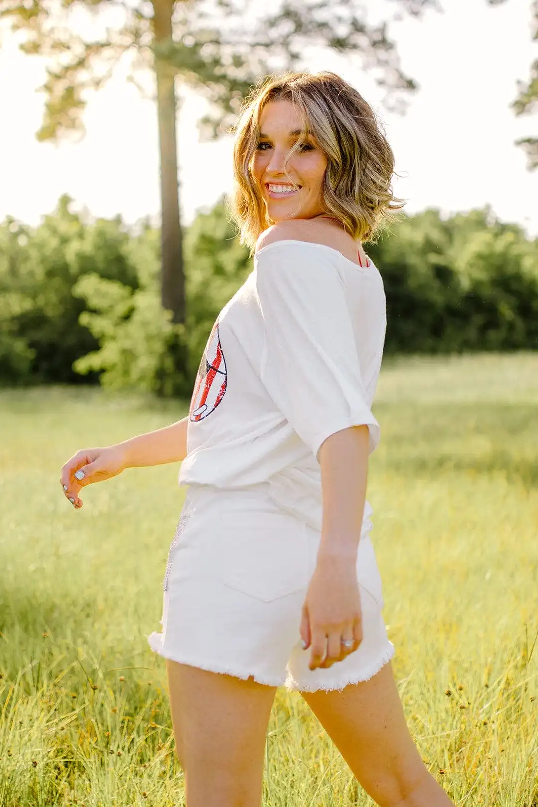 White American Flag Lip Tee