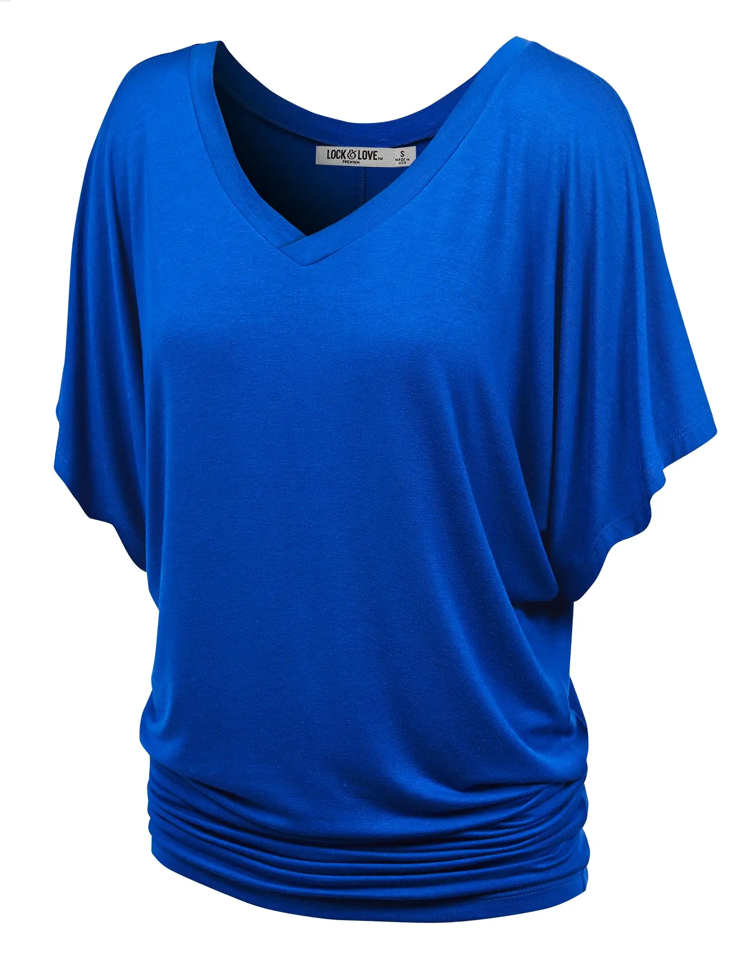 Women's Solid Short Sleeve V Neck Dolman Top