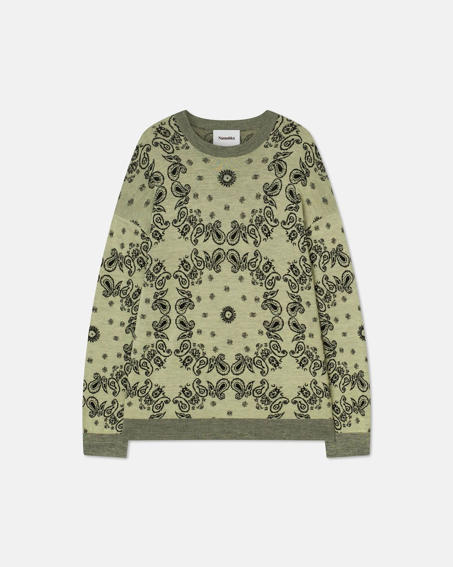 Yossi - Sale Merino-Jacquard Sweater - Bandana Pale Yellow Black